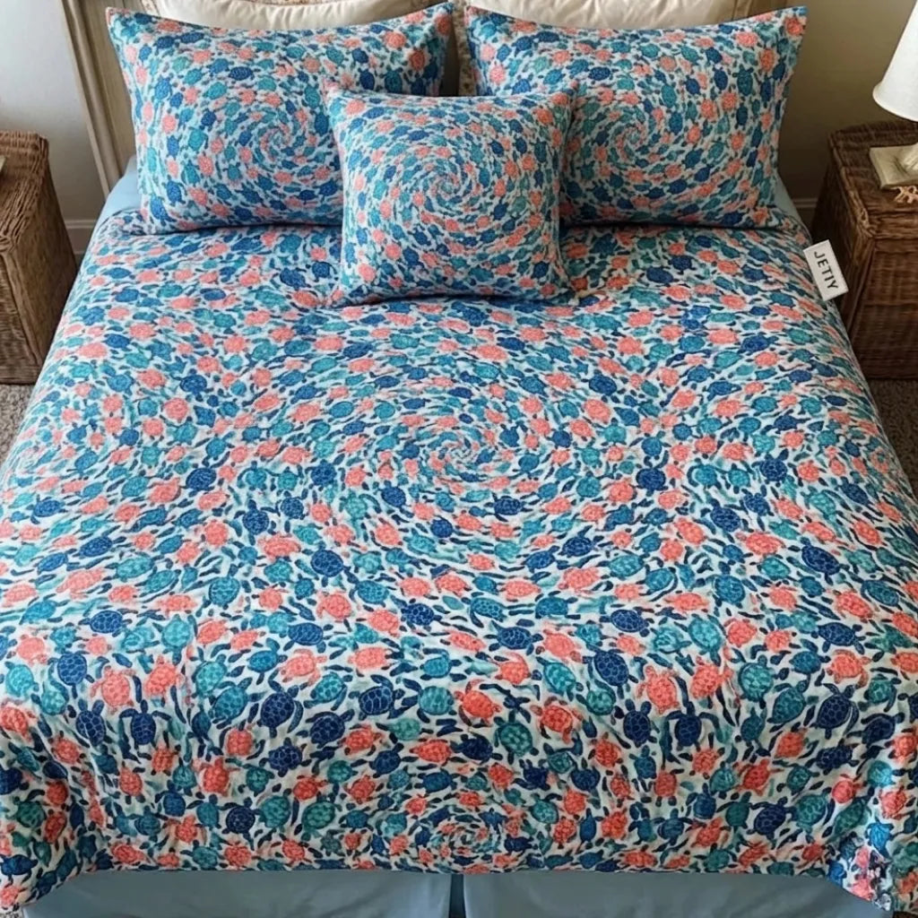 Coastal Blue Sea Turtle 3-Piece Duvet Cover Set
