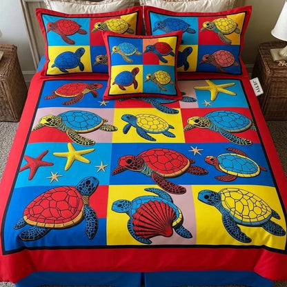 Vibrant Mosaic Sea 3-Piece Duvet Cover Set