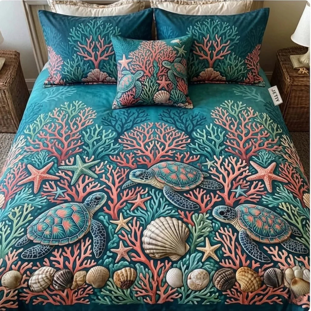 Underwater Botanical 3-Piece Duvet Cover Set
