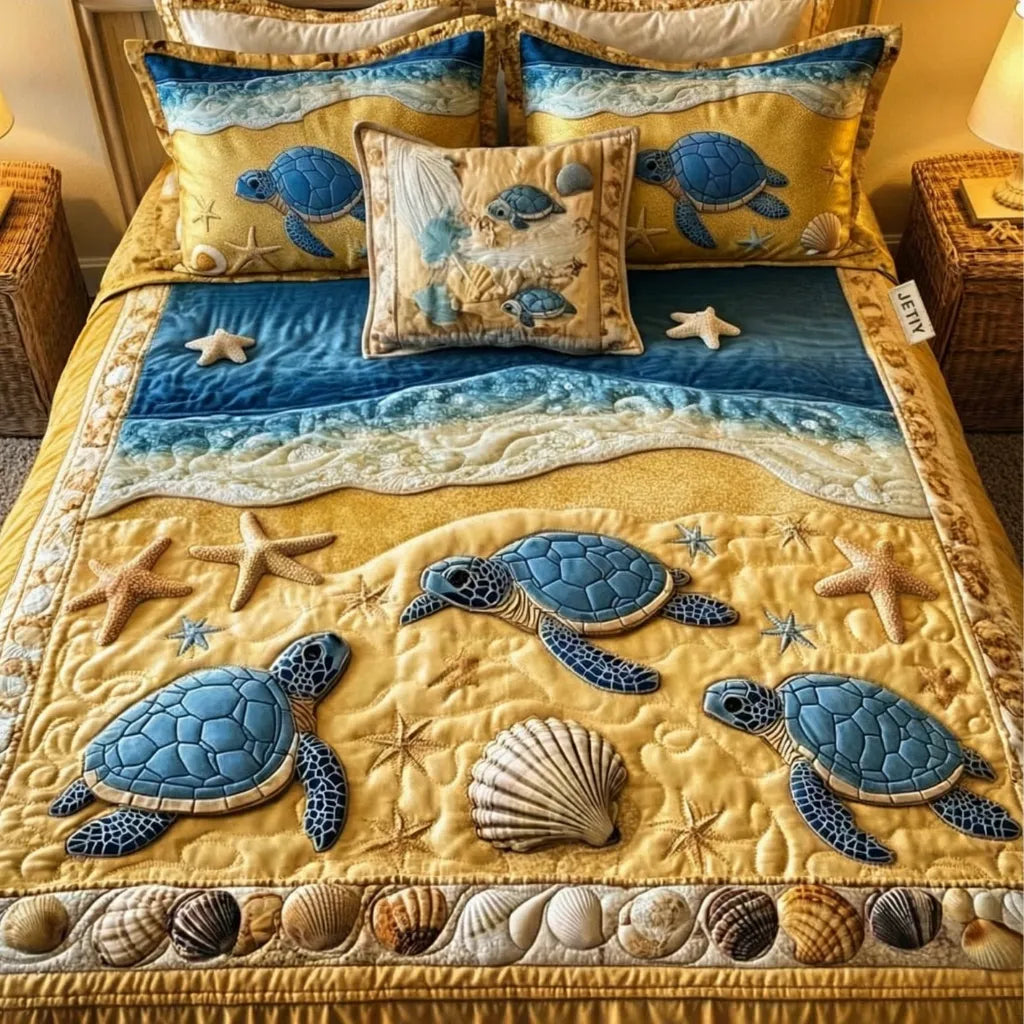 Golden Sands & Azure Ocean 3-Piece Duvet Cover Set