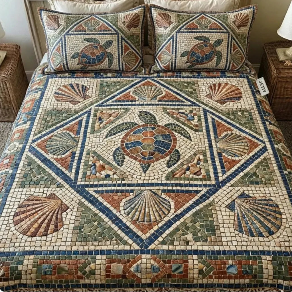 Vintage Coastal Geometric 3-Piece Duvet Cover Set