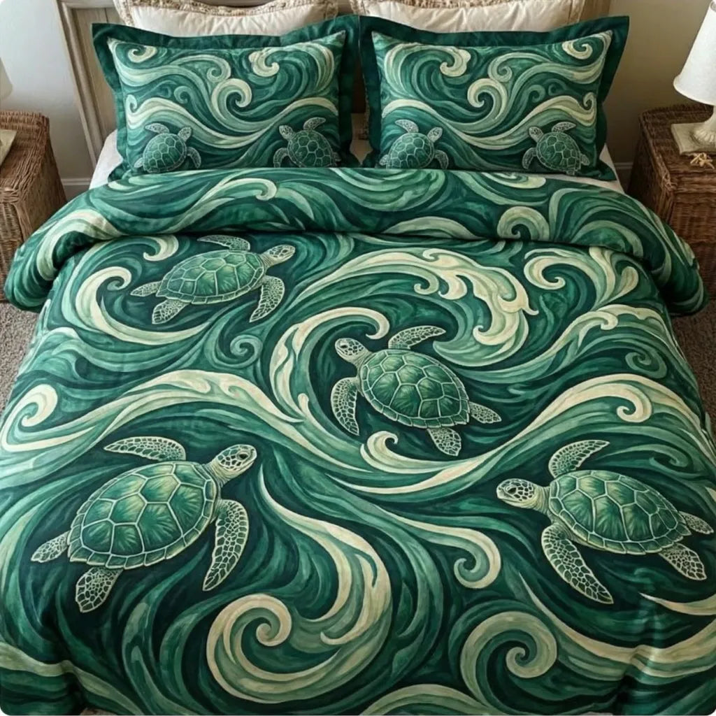 Deep Jade Current 3-Piece Duvet Cover Set