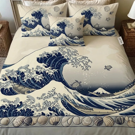 Oriental Sea Spirit Turtle 3-Piece Duvet Cover Set