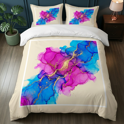 Fluid Alcohol Ink Abstract 3-Piece Duvet Cover Set