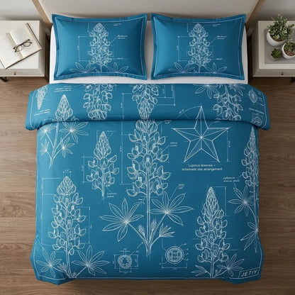 Bluebonnet Blueprint 3-Piece Duvet Cover Set