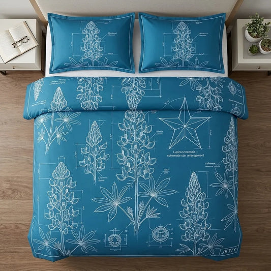 Bluebonnet Blueprint 3-Piece Duvet Cover Set
