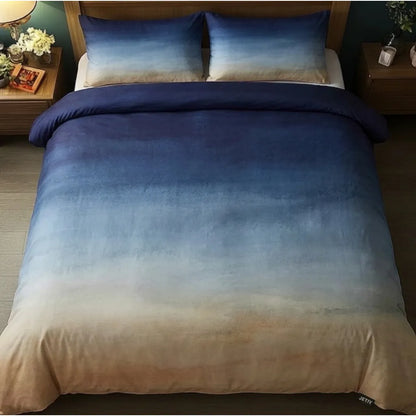 Navy Blue Ombre 3-Piece Duvet Cover Set