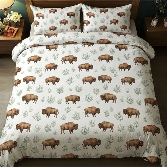 Western Bison Buffalo 3-Piece Duvet Cover Set