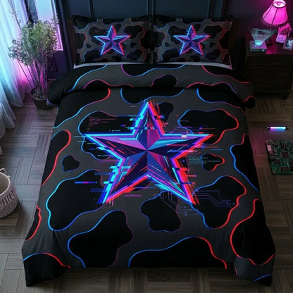 Glitch Star Cyberpunk 3-Piece Duvet Cover Set