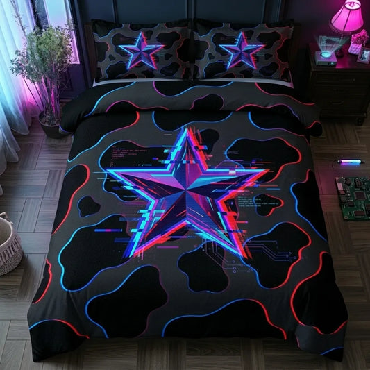 Glitch Star Cyberpunk 3-Piece Duvet Cover Set