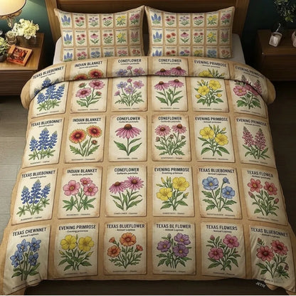 Vintage Wildflower Botanical 3-Piece Duvet Cover Set