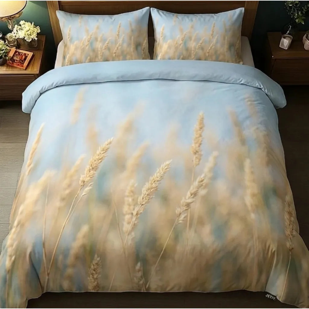 Golden Wheat Field 3-Piece Duvet Cover Set