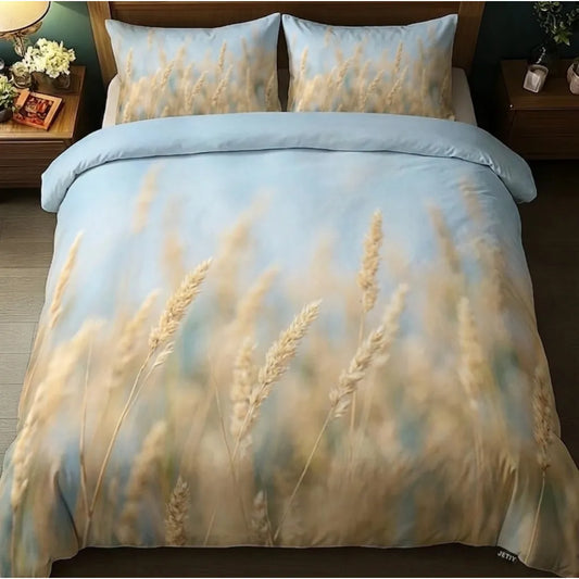 Golden Wheat Field 3-Piece Duvet Cover Set