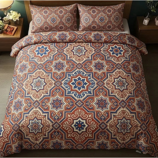 Moroccan Mandala Geometric 3-Piece Duvet Cover Set