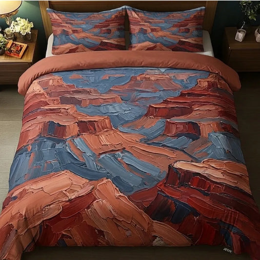 Impasto Red Rock 3-Piece Duvet Cover Set