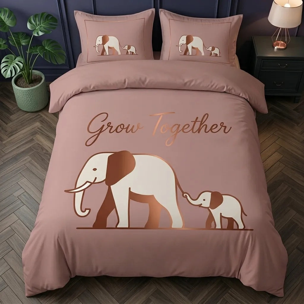 Elephant Grow Together 3-Piece Duvet Cover Set