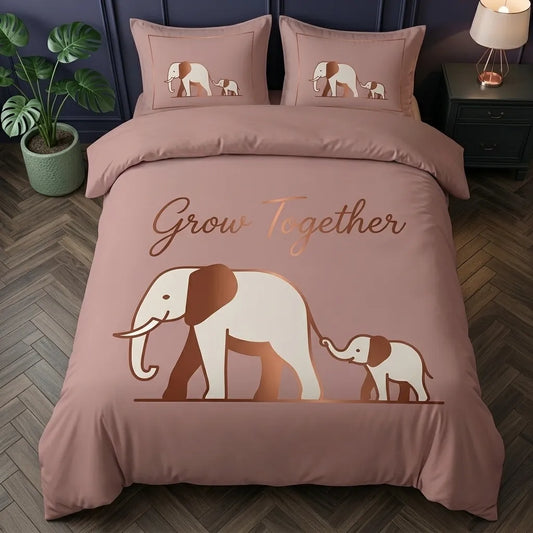 Elephant Grow Together 3-Piece Duvet Cover Set