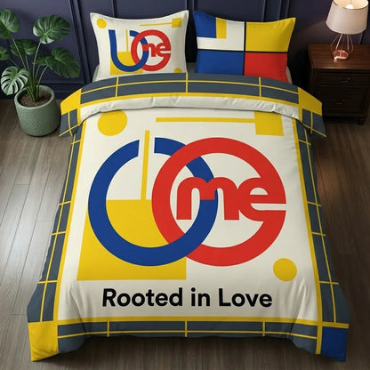 Abstract Geometric Love 3-Piece Duvet Cover Set