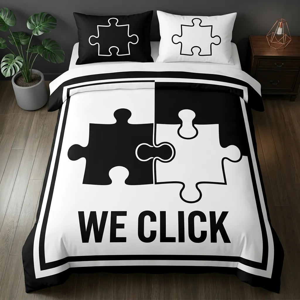 Modern Soulmate Connection 3-Piece Duvet Cover Set