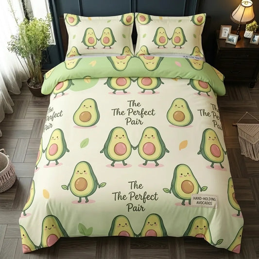 Cute Avocado Perfect Pair 3-Piece Duvet Cover Set