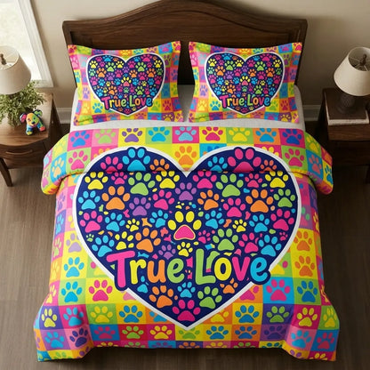 Vibrant True Love Paw 3-Piece Duvet Cover Set