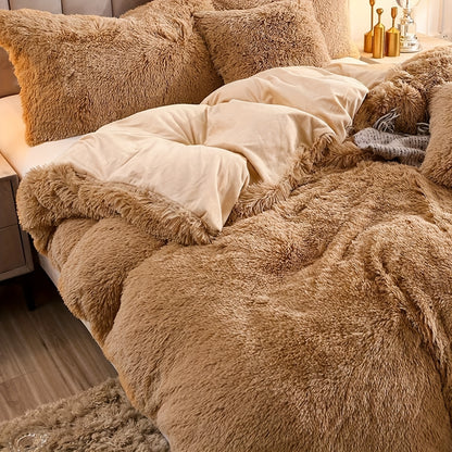 Multicolor Plush Cover Set – Soft Fluffy Bedding with Pillowcases