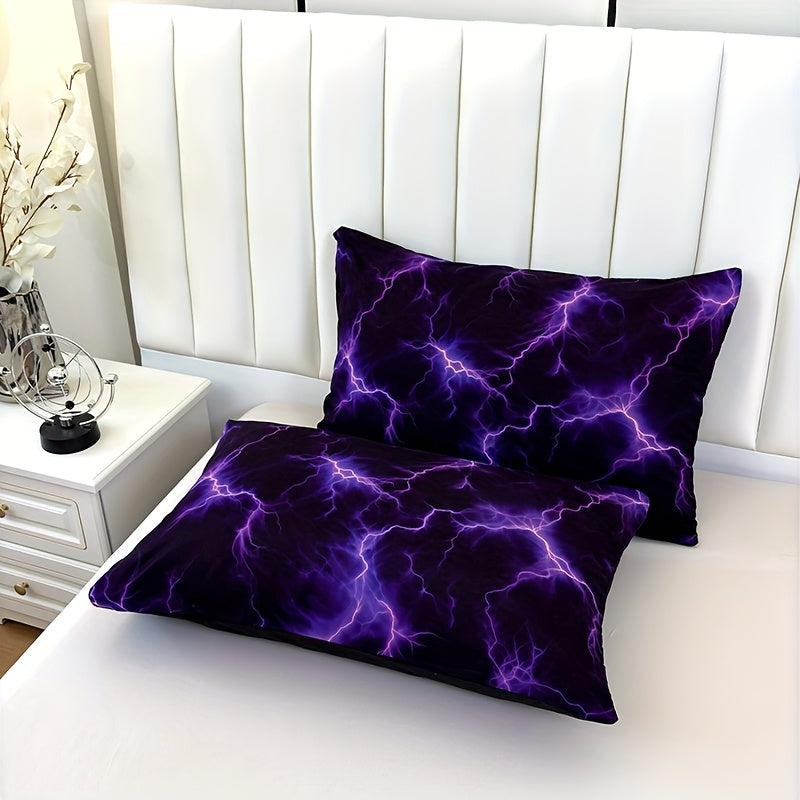 Purple Lightning Storm 3-Piece Duvet Cover Set