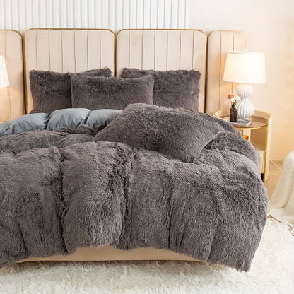 Multicolor Plush Cover Set – Soft Fluffy Bedding with Pillowcases