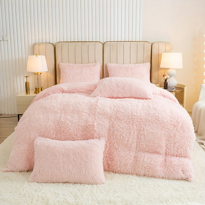 Multicolor Plush Cover Set – Soft Fluffy Bedding with Pillowcases