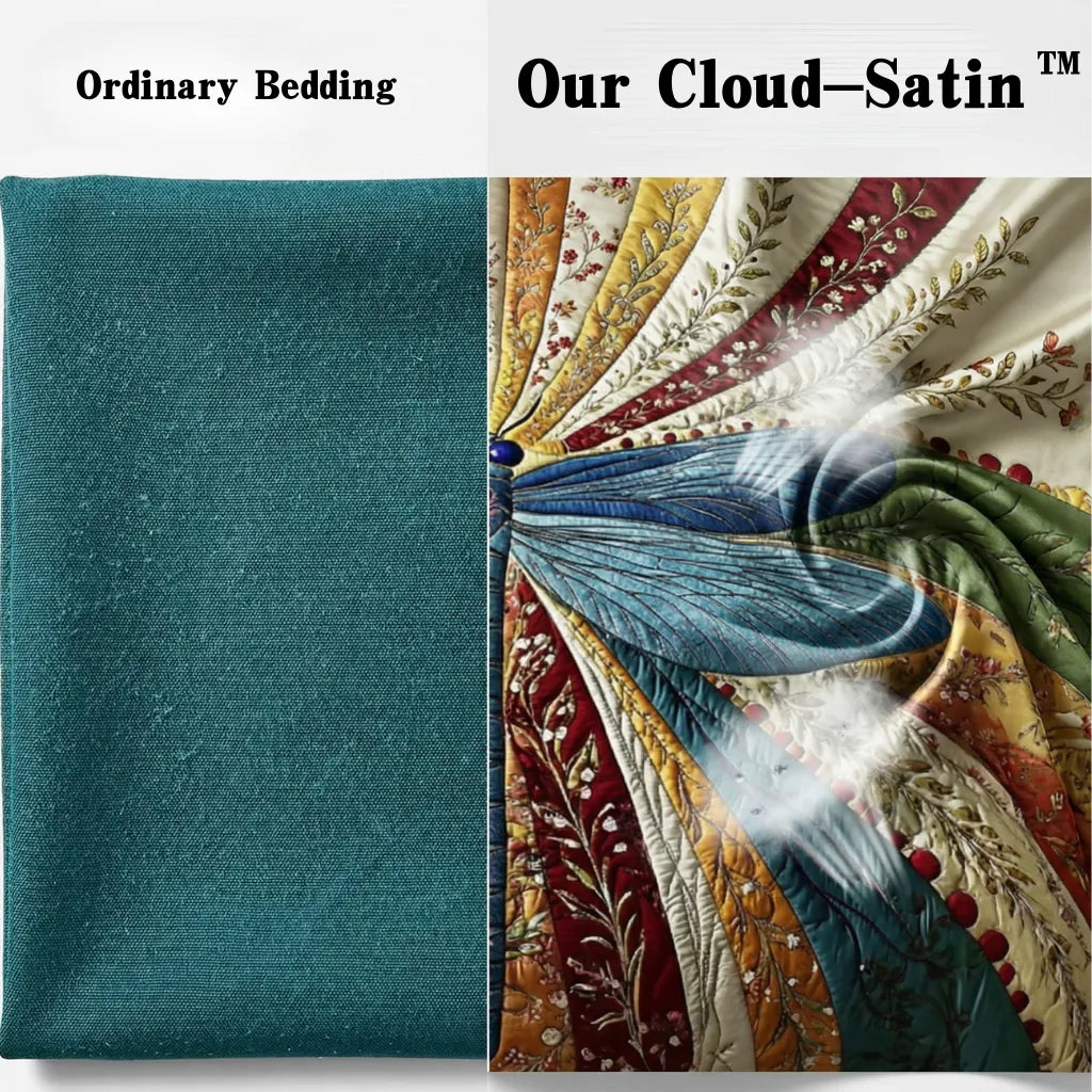 Vintage Dragonfly Garden 3-Piece Quilted Bedding Set