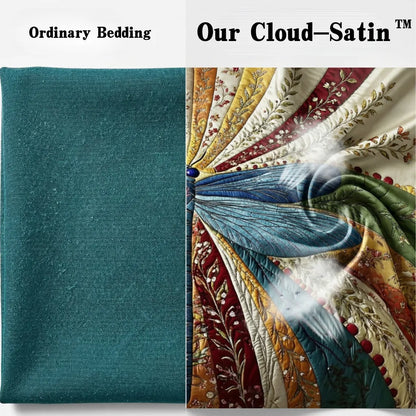 Vintage Dragonfly Garden 3-Piece Quilted Bedding Set