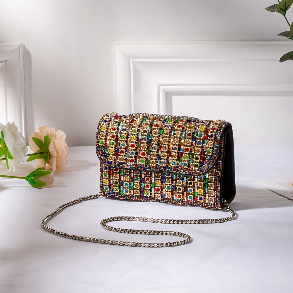 GlamShine Dual-Sided Crystal Clutch