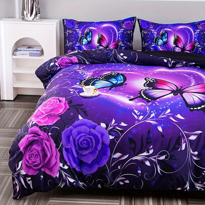 Enchanted Violet Garden 3-Piece Duvet Cover Set