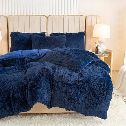Multicolor Plush Cover Set – Soft Fluffy Bedding with Pillowcases