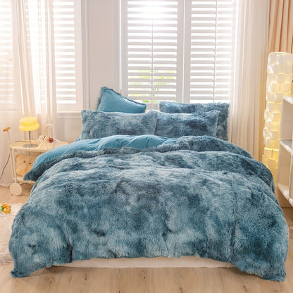 Y2K Tie-Dye Plush Cover Set – Soft Gradient Bedding with Pillowcases