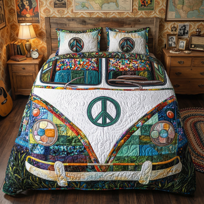 Boho Peace Van 3-Piece Quilted Bedding Set