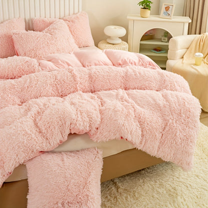 Multicolor Plush Cover Set – Soft Fluffy Bedding with Pillowcases