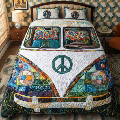 Boho Peace Van 3-Piece Quilted Bedding Set