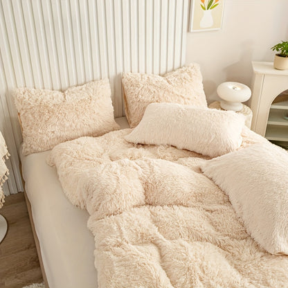 Multicolor Plush Cover Set – Soft Fluffy Bedding with Pillowcases