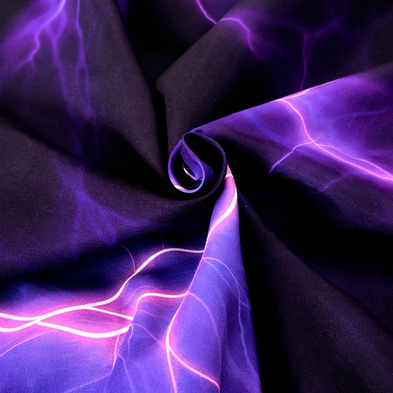 Purple Lightning Storm 3-Piece Duvet Cover Set