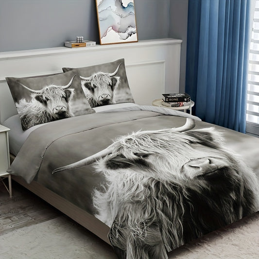 Modern Farmhouse Animal 3-Piece Duvet Cover Set