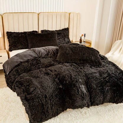 Multicolor Plush Cover Set – Soft Fluffy Bedding with Pillowcases