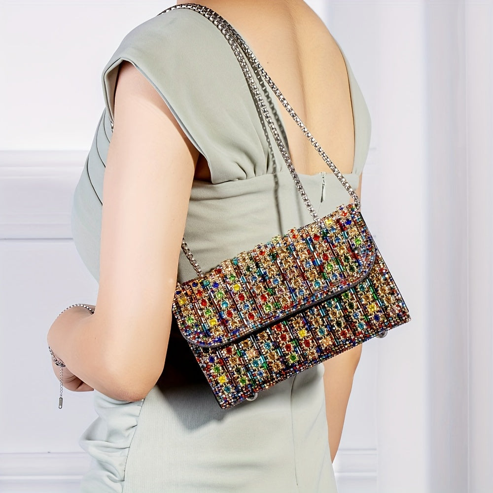 GlamShine Dual-Sided Crystal Clutch