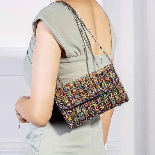 GlamShine Dual-Sided Crystal Clutch