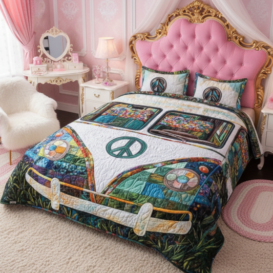 Boho Peace Van 3-Piece Quilted Bedding Set
