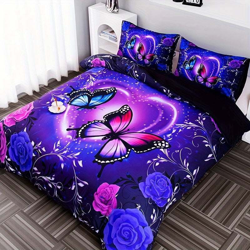 Enchanted Violet Garden 3-Piece Duvet Cover Set