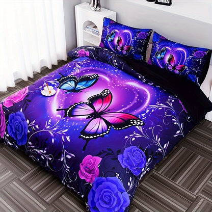 Enchanted Violet Garden 3-Piece Duvet Cover Set