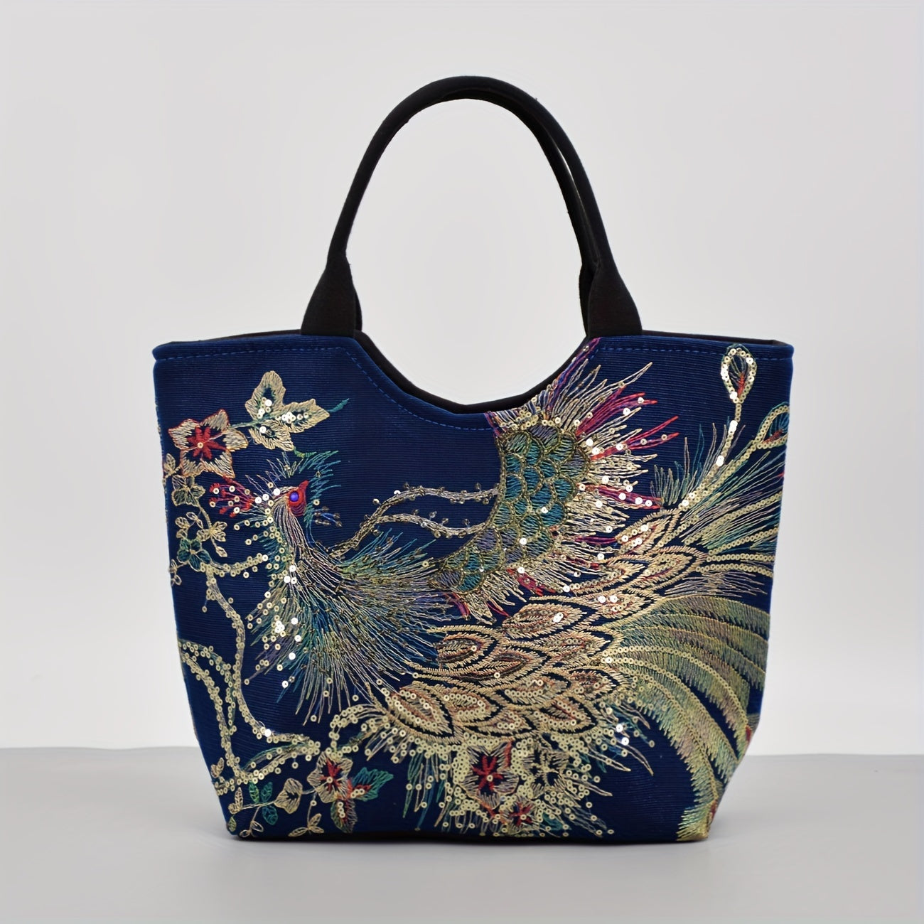 Phoenix Embroidered Canvas Satchel