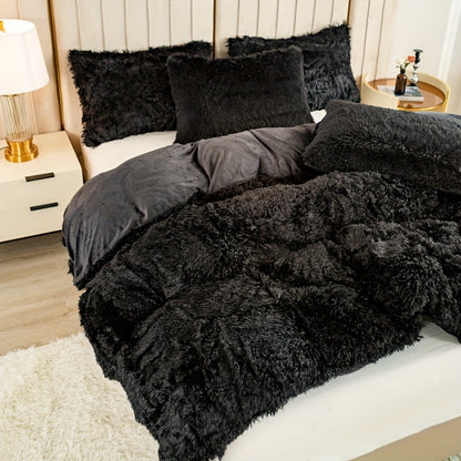 Multicolor Plush Cover Set – Soft Fluffy Bedding with Pillowcases