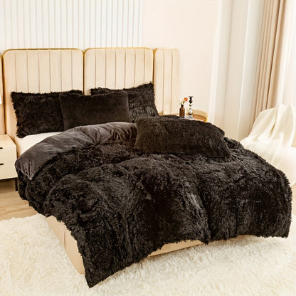 Multicolor Plush Cover Set – Soft Fluffy Bedding with Pillowcases